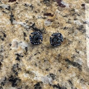 Givenchy Silver and Black Crystal Earrings